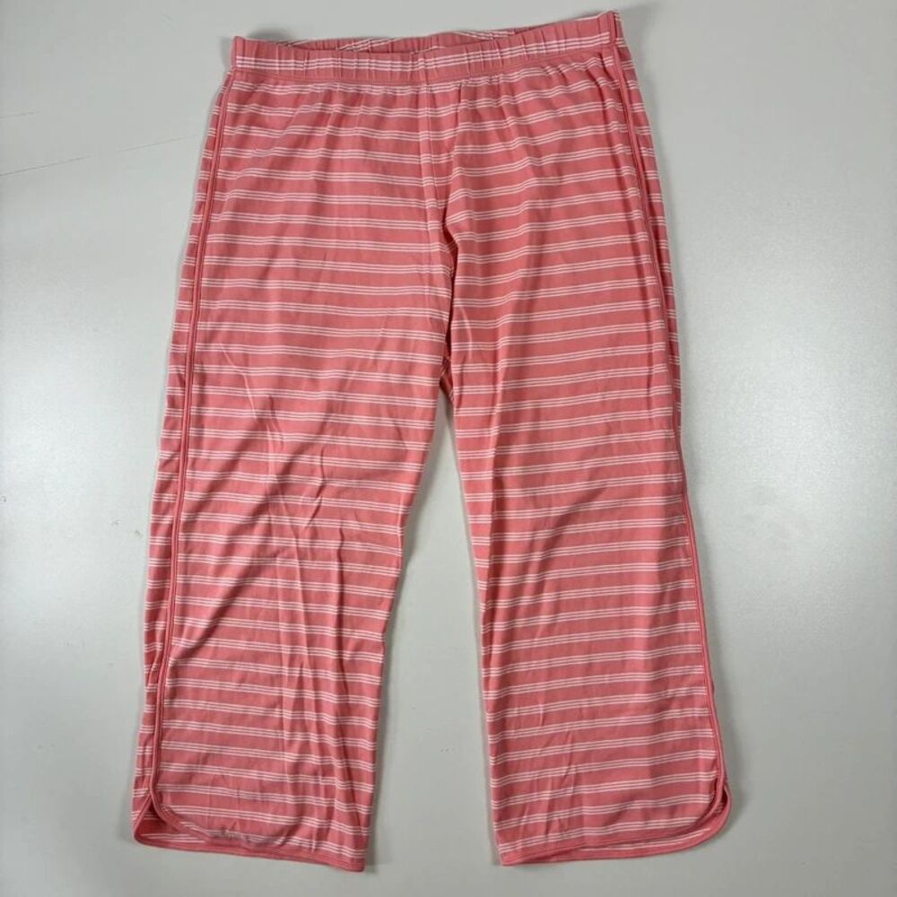 Lake Pima Short-Long Pajama Bottoms in Coral Stripe Cropped XL